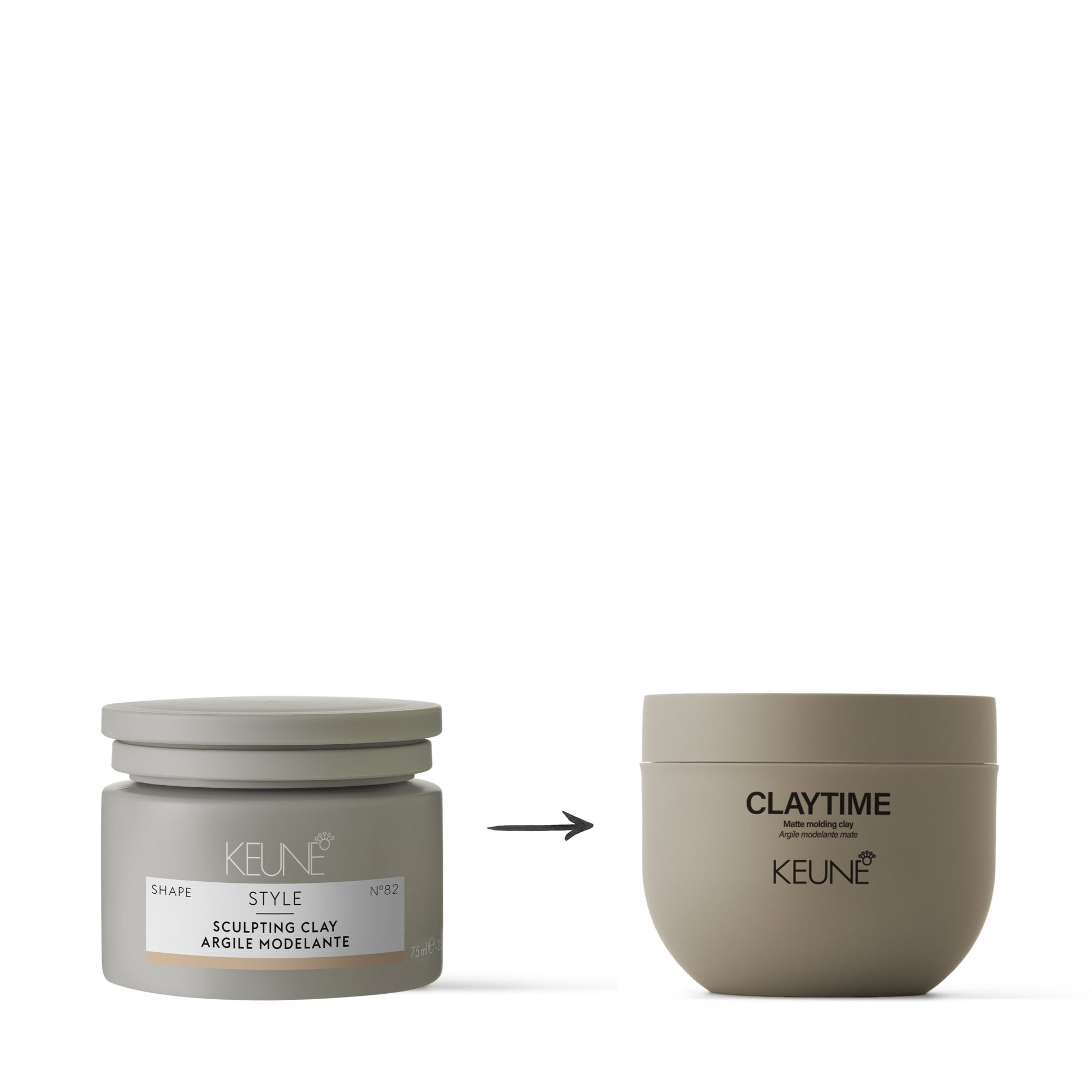 Create versatile hairstyles with Keune Claytime Matte Molding Clay. Offers a flexible hold, combats greasy hair, and secures a rough, matte texture.